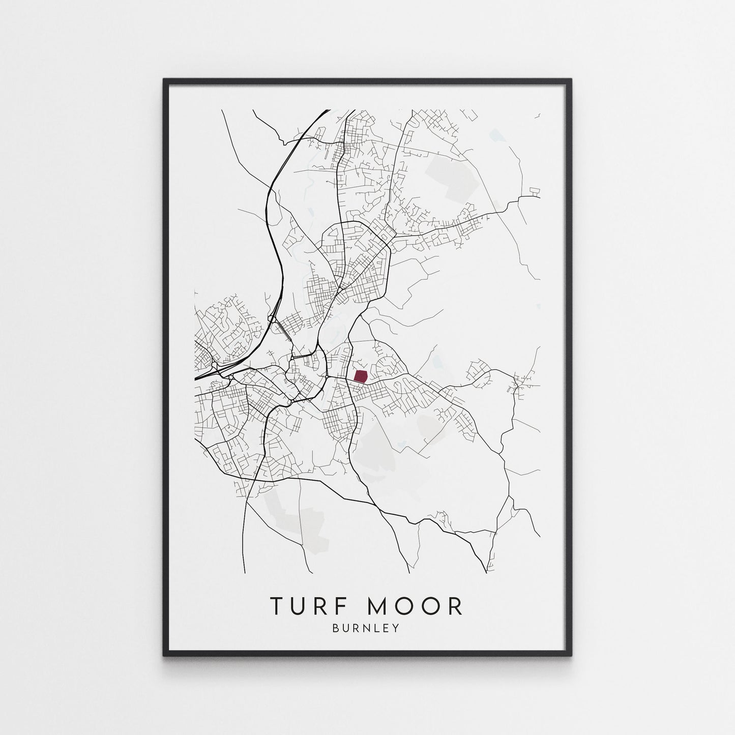 Burnley FC Poster - Turf Moor Stadium Football Map