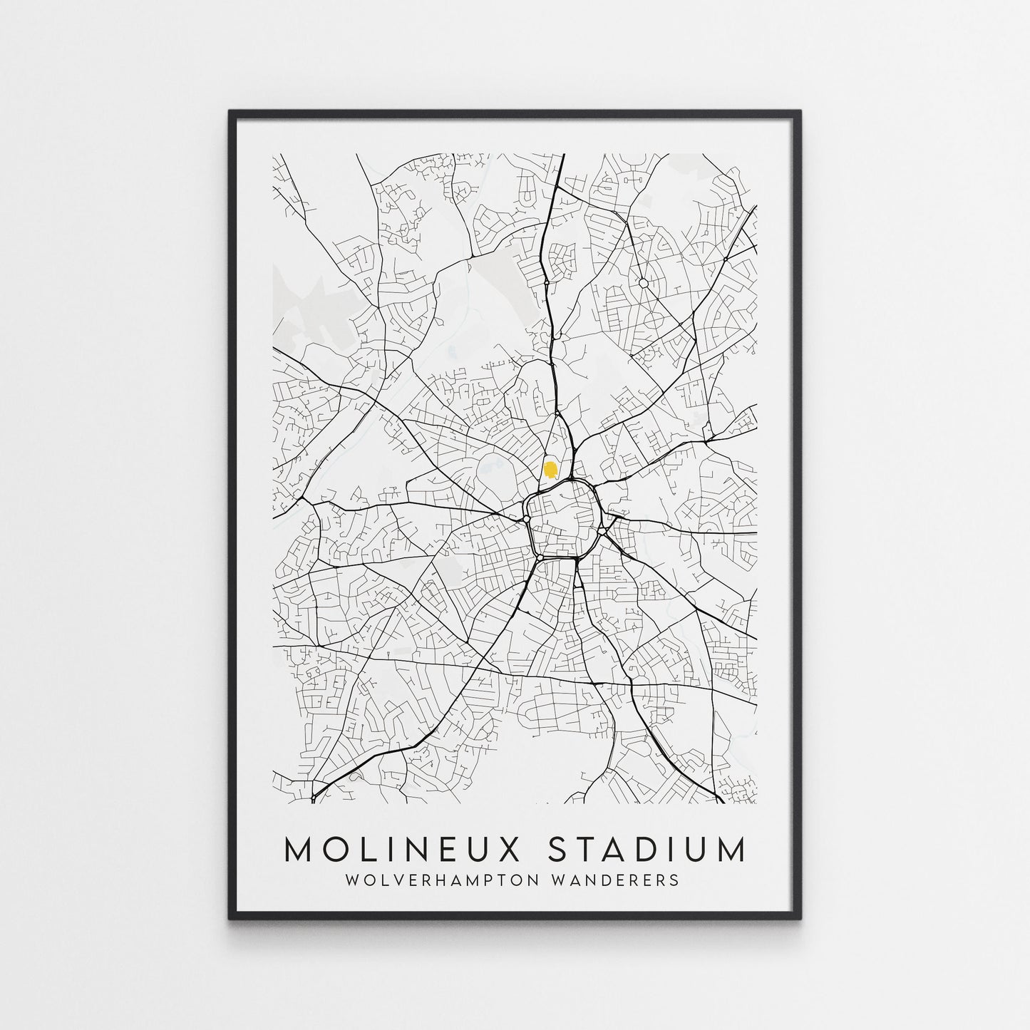 Wolves FC Poster - Wolverhampton Wanderers Molineux Stadium Football Map