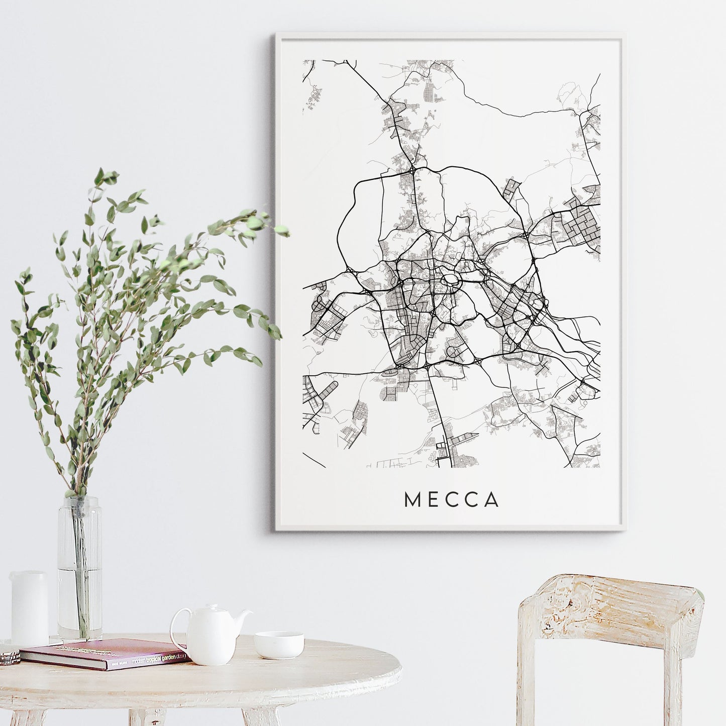 Mecca Map Print - Saudi Arabia