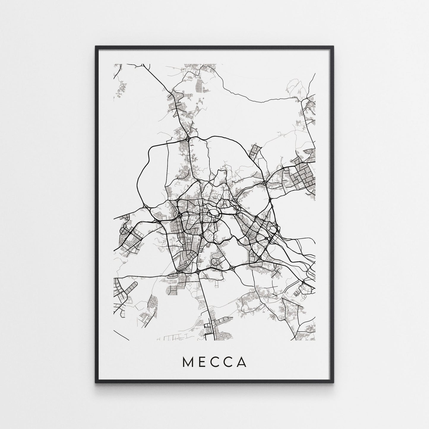 Mecca Map Print - Saudi Arabia