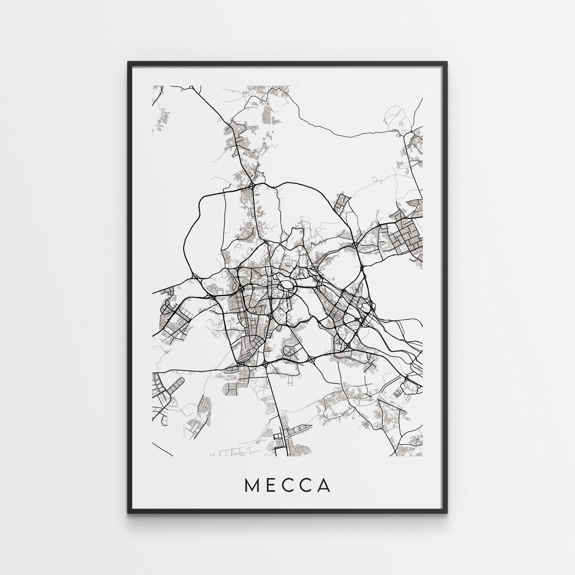 Mecca Map Print - Saudi Arabia