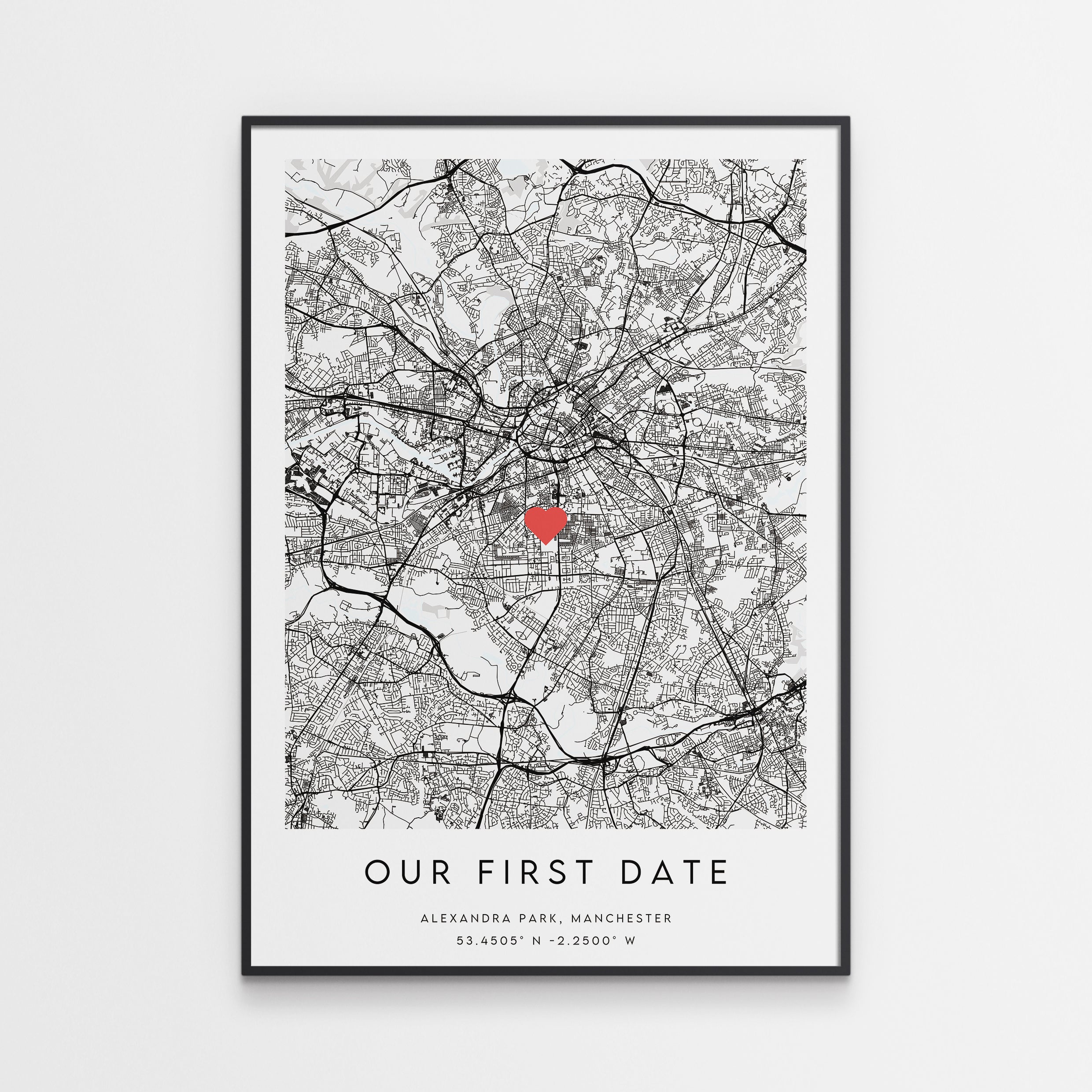 Our First Date Map Print – Minimal Wall