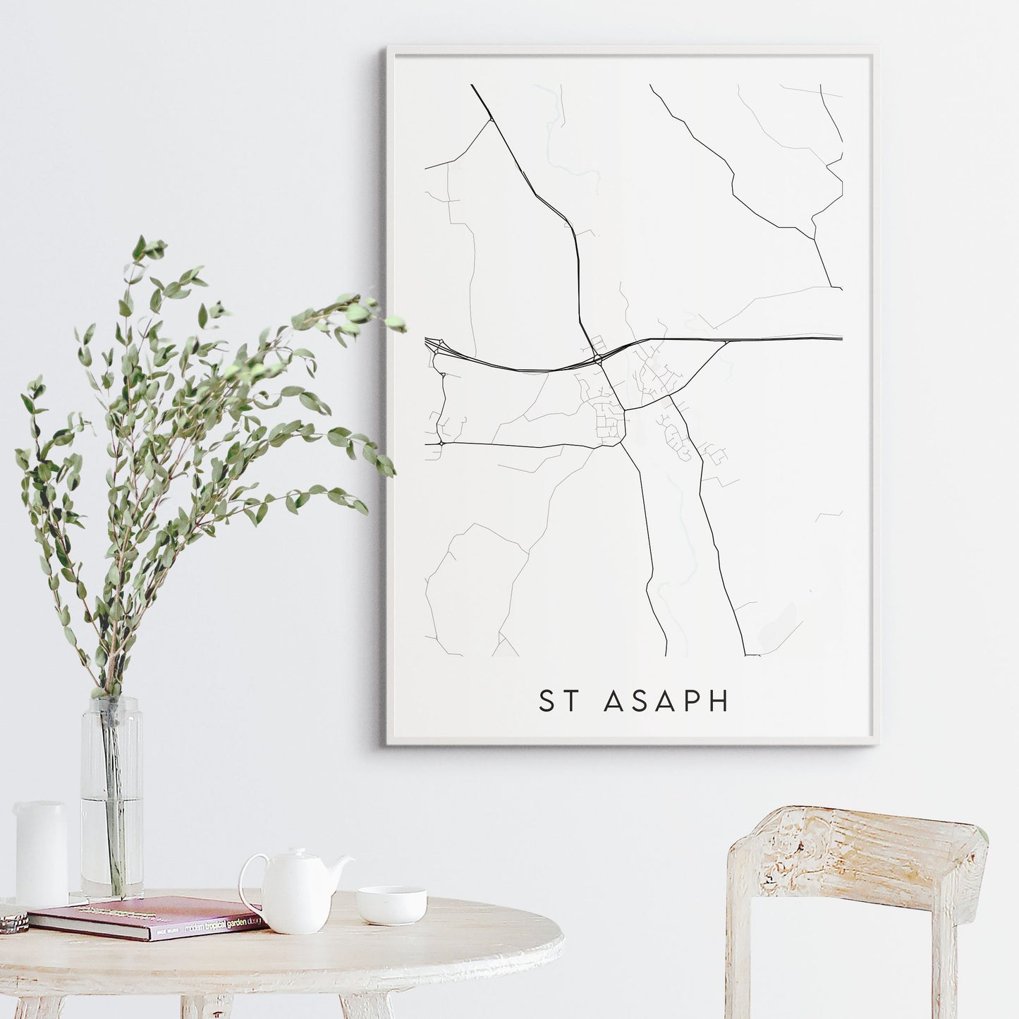 St Asaph Map Print - Wales