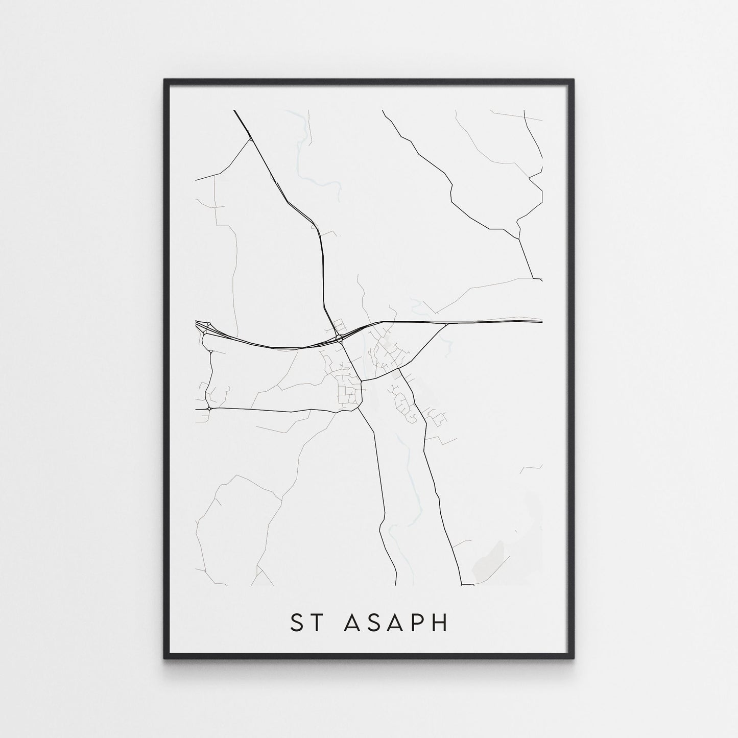St Asaph Map Print - Wales