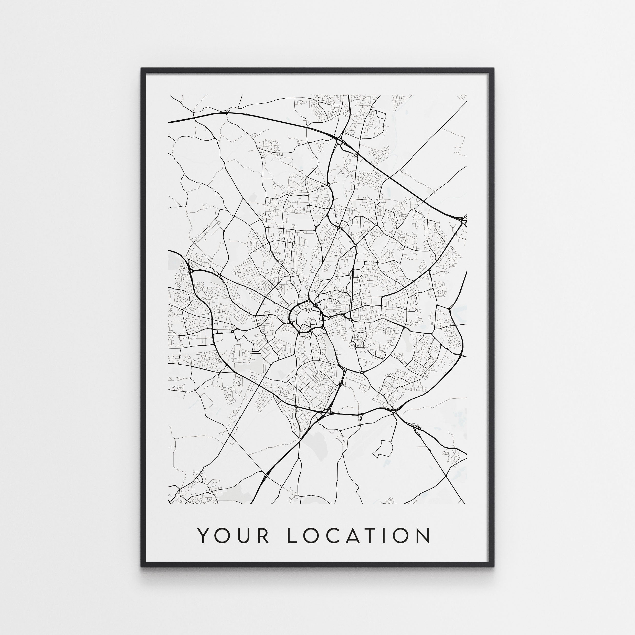 Custom Map Print - Any Location City, Town Or Village – Minimal Wall