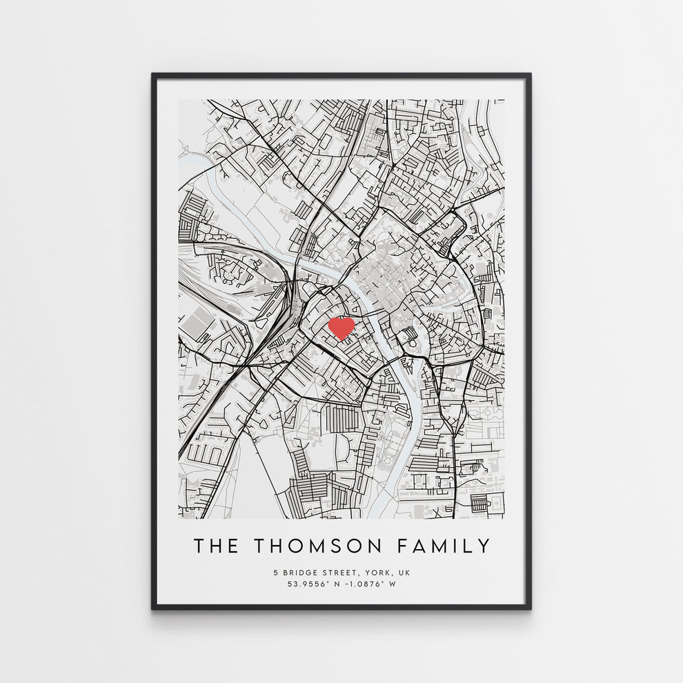 Family Home Map Print – Minimal Wall