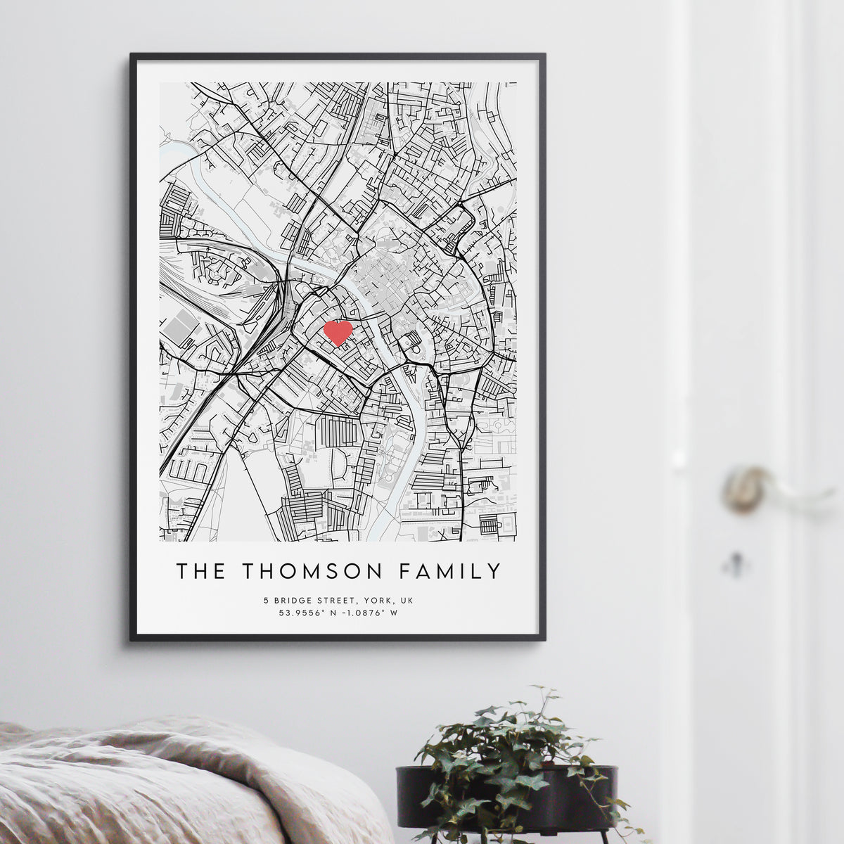 One Family Map Family Home Map Print – Minimal Wall