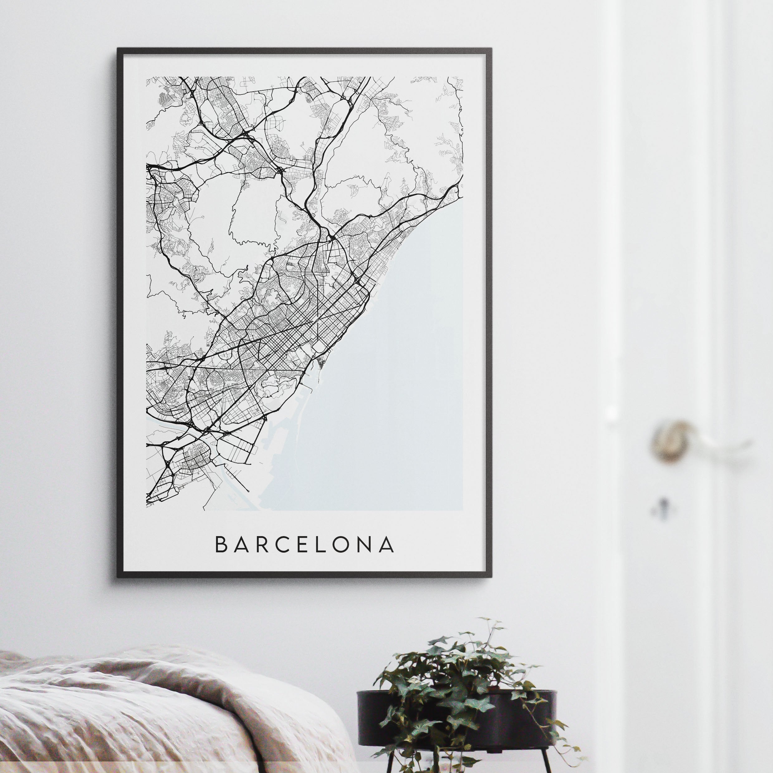 Barcelona Map Pattern Barcelona Map Poster - Spain – Minimal Wall