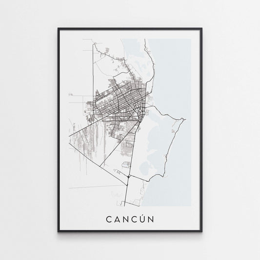 Cancun Map Print - Mexico