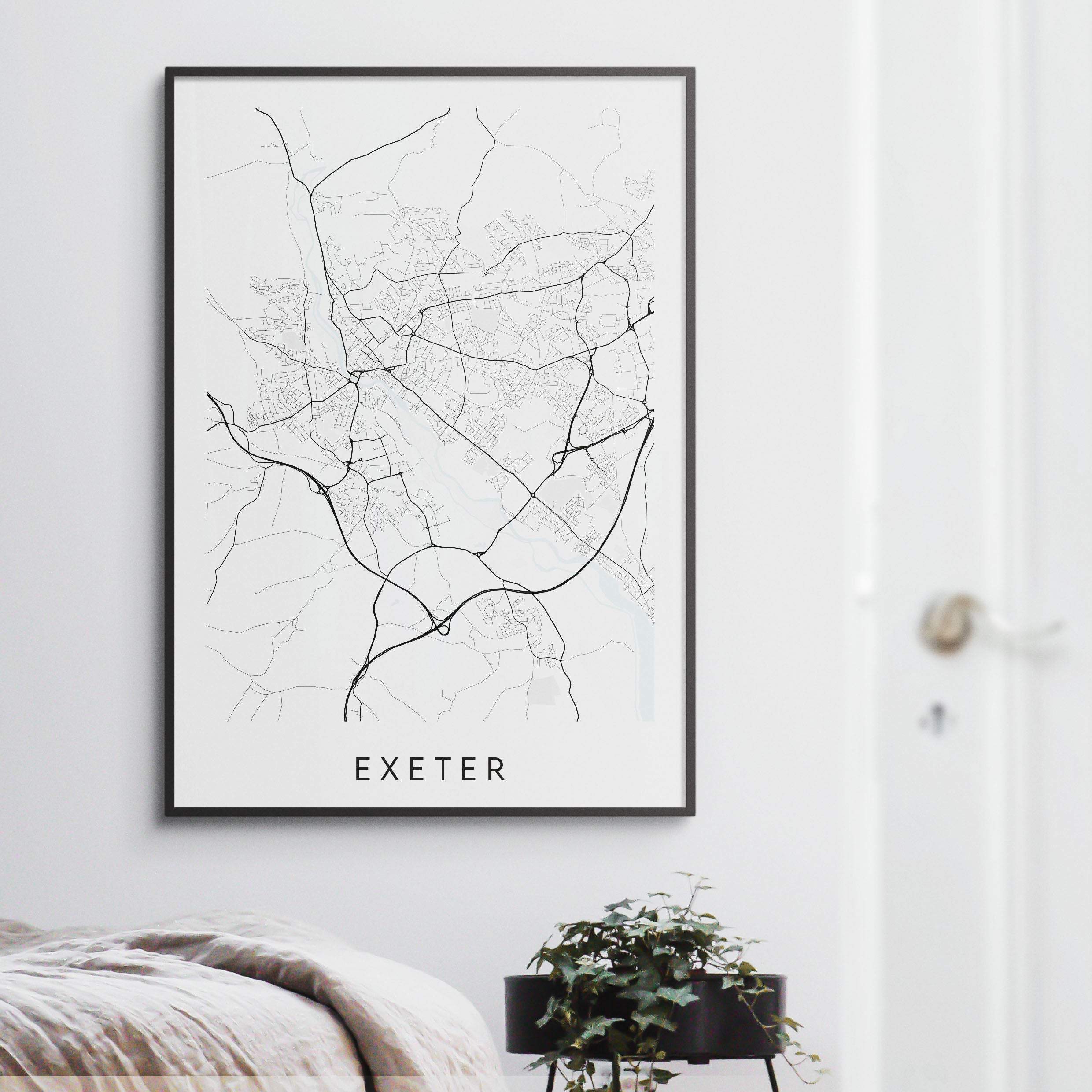 Exeter Map Shape Exeter Map Poster – Minimal Wall