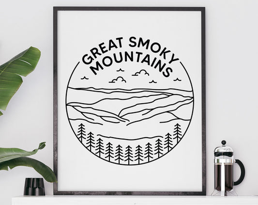Great Smoky Mountains Poster - National Park, North Carolina / Tennessee Print