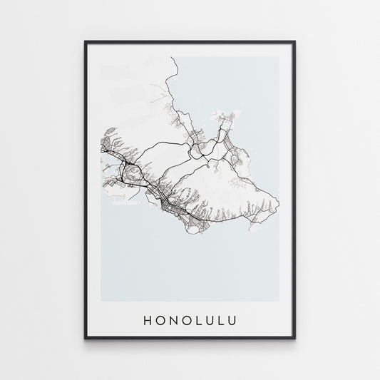 Honolulu Map Print - Hawaii USA