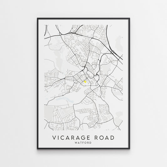 Watford FC Poster - Vicarage Road Stadium Football Map