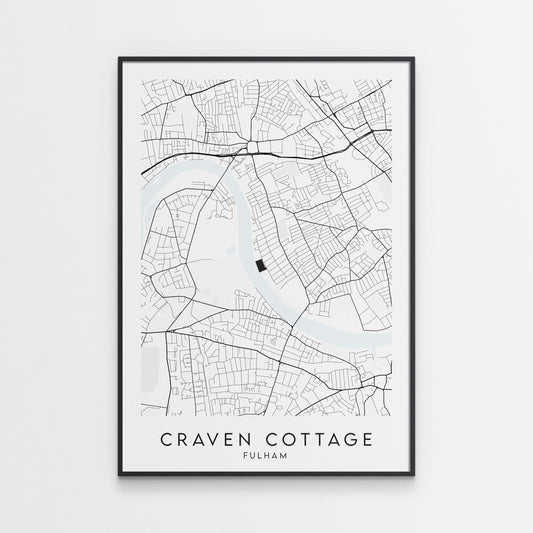 Fulham FC Poster - Craven Cottage Stadium Football Map