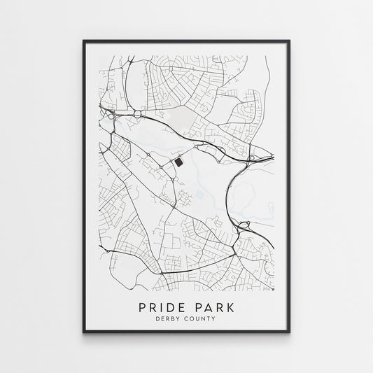 Derby County Poster - Pride Park Stadium Football Map