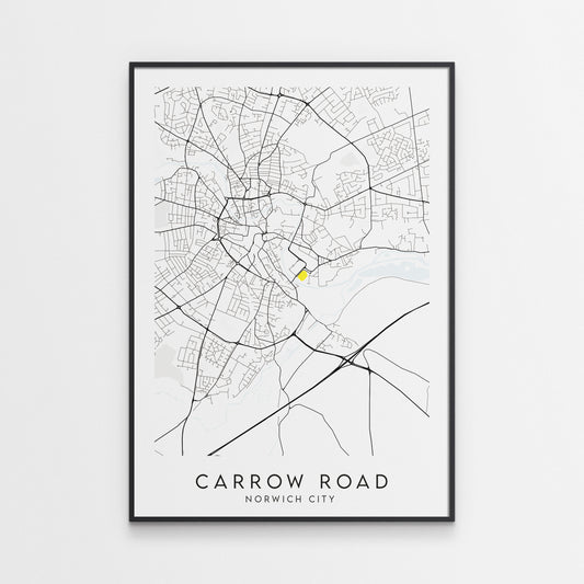 Norwich City Poster - Carrow Road Stadium Football Map