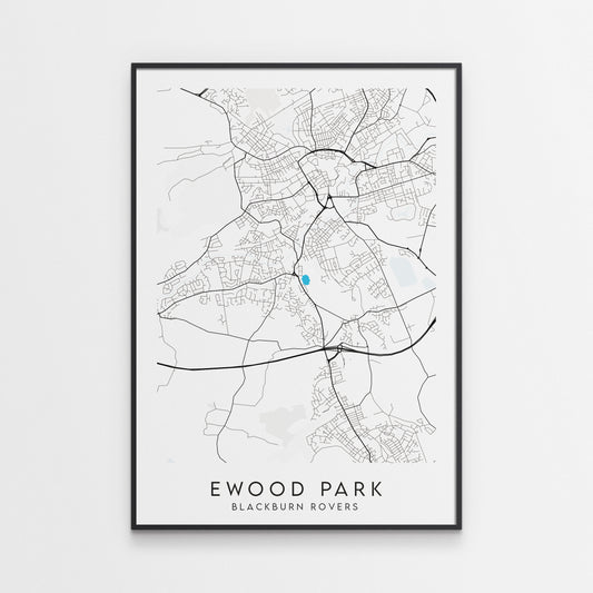Blackburn Rovers Poster - Ewood Park Stadium Football Map