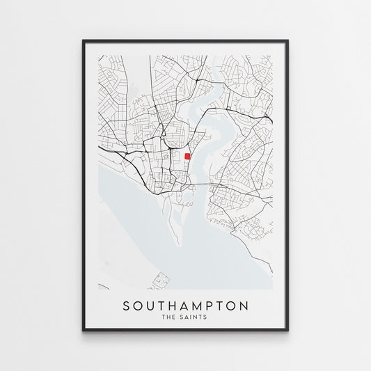 Southampton FC Poster - St Mary's Stadium Football Map