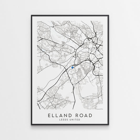 Leeds United Poster - Elland Road Stadium Football Map