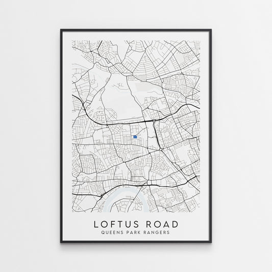 Queens Park Rangers Poster - Loftus Road Stadium Football Map