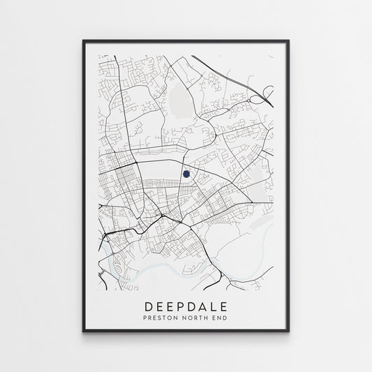 Preston North End Poster - Deepdale Stadium Football Map
