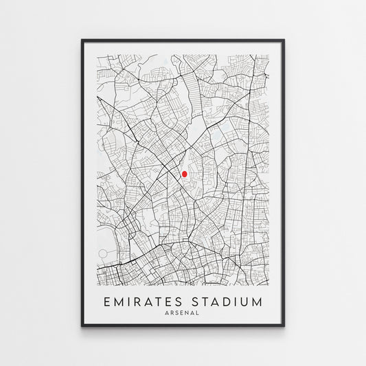 Arsenal Poster - Emirates Stadium Football Map