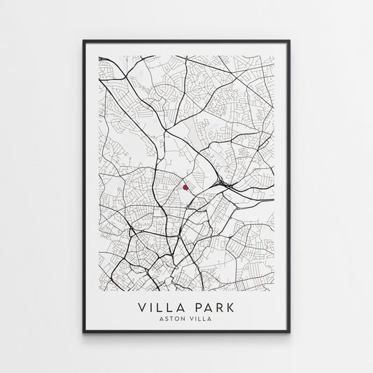 Aston Villa Poster - Villa Park Football Stadium Map