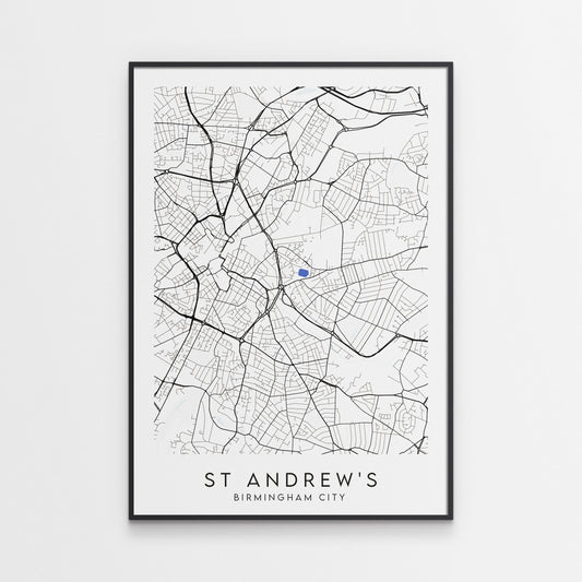 Birmingham City Poster - St Andrew's Stadium Football Map