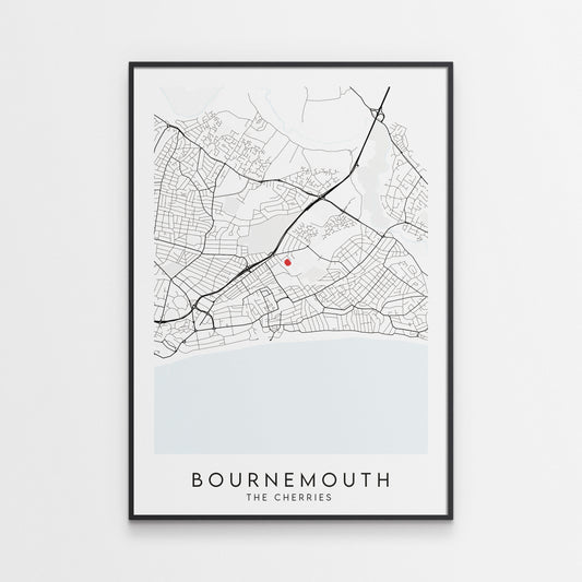 Bournemouth FC Poster - Vitality Stadium Football Map