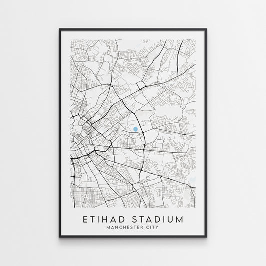 Manchester City Poster - Etihad Stadium Football Map