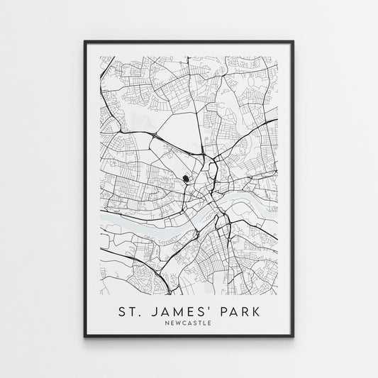 Newcastle United Poster - St. James' Park Stadium Football Map