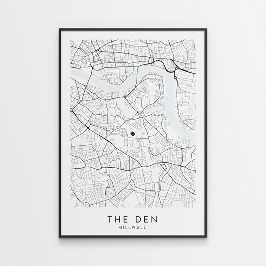 Millwall Poster - The Den Stadium Football Map