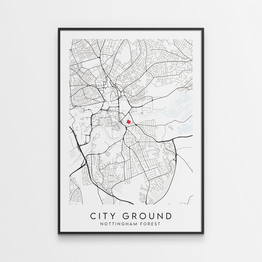Nottingham Forest Poster - City Ground Stadium Football Map