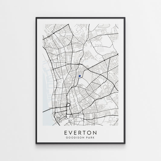 Everton FC Poster - Goodison Park Stadium Football Map