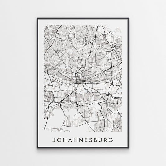 Johannesburg Map Print - South Africa