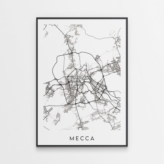 Mecca Map Print - Saudi Arabia