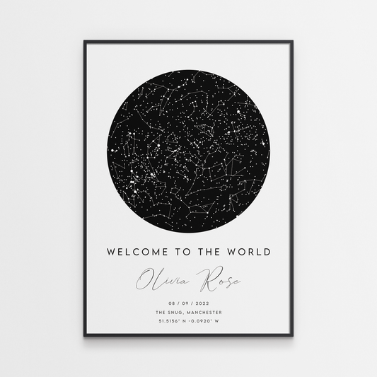 New Baby Gift Personalised Star Map