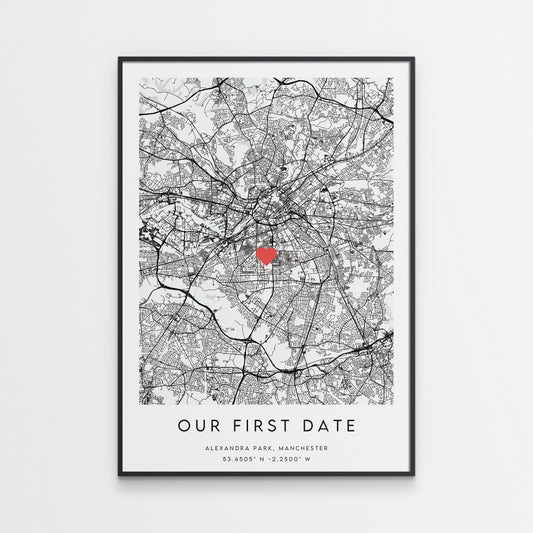 Our First Date Map Print
