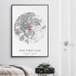 Our First Kiss Map Print