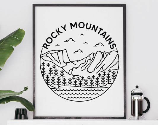 Rocky Mountains Poster - National Park, US / Canada Print