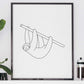 Sloth Print - Line Art Mono / Minimal Poster