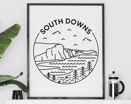 South Downs Print - National Park, Seven Sisters Chalk Cliffs, East Sussex Poster