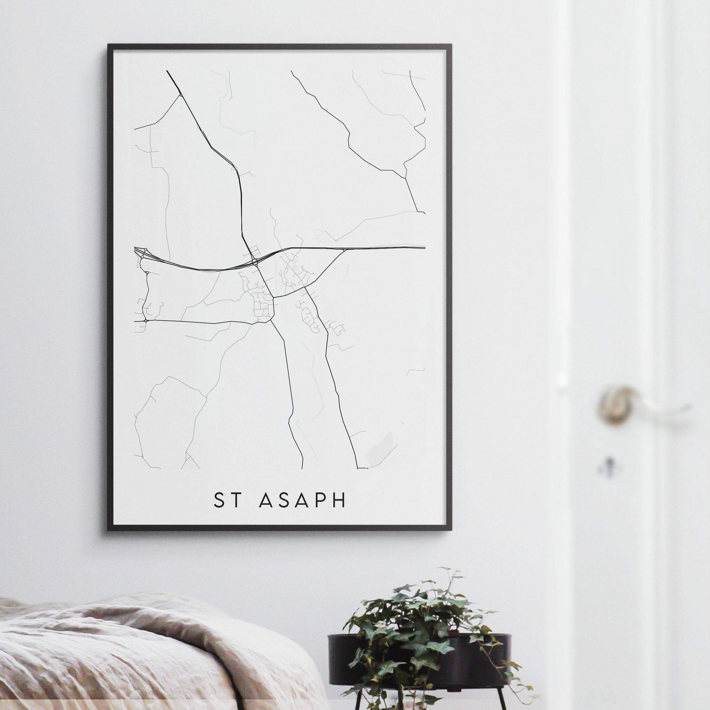 St Asaph Map Print - Wales