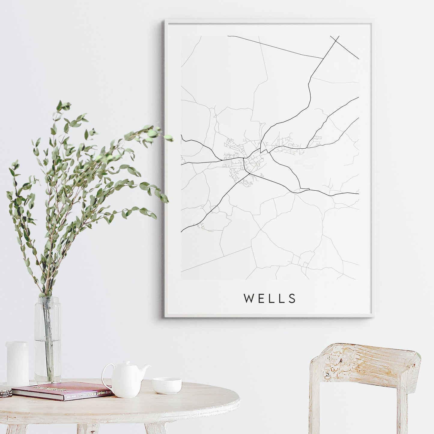 Wells Map Print - Somerset