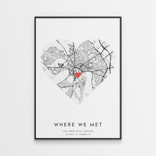 Where We Met Map Print