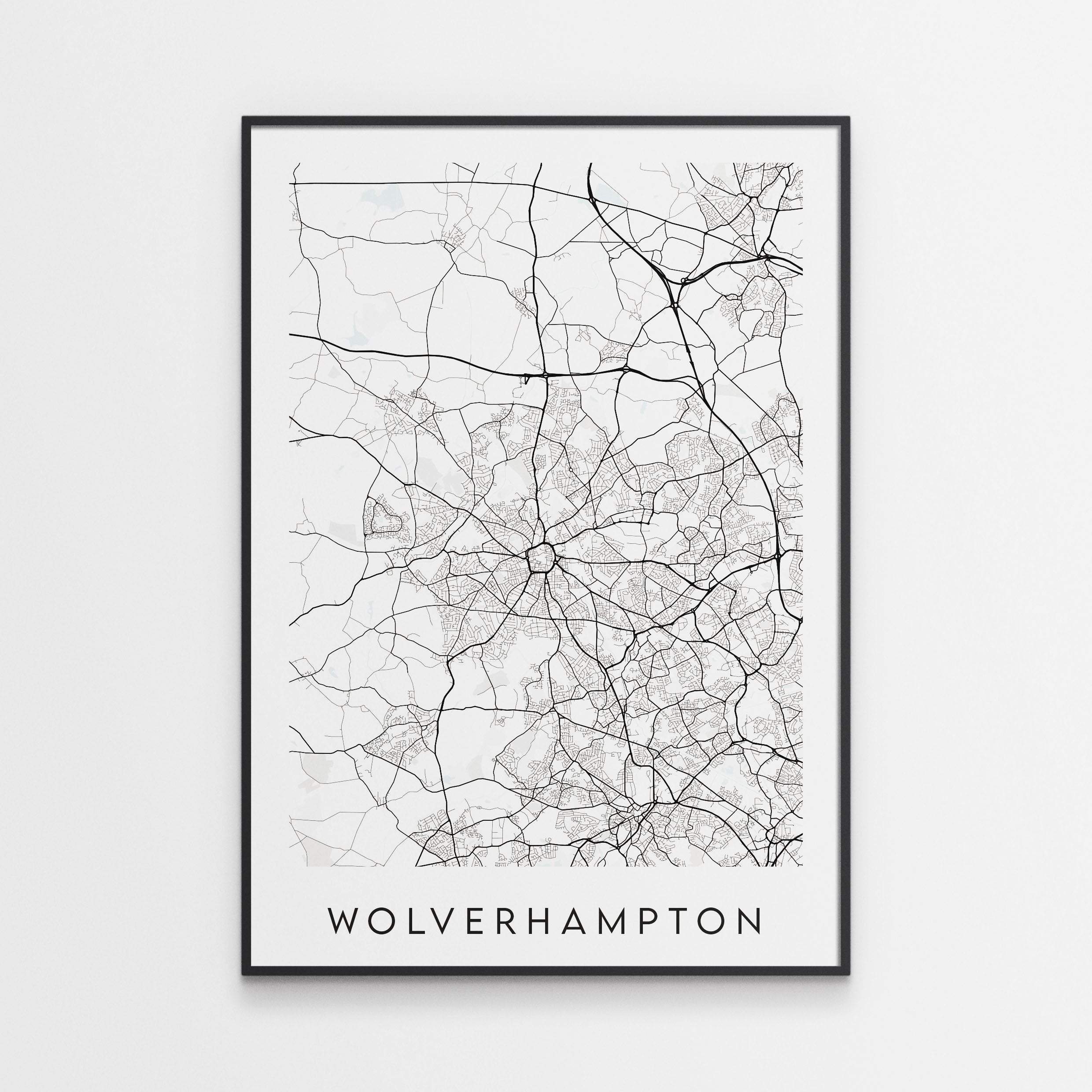 Wolverhampton Map Poster – Minimal Wall